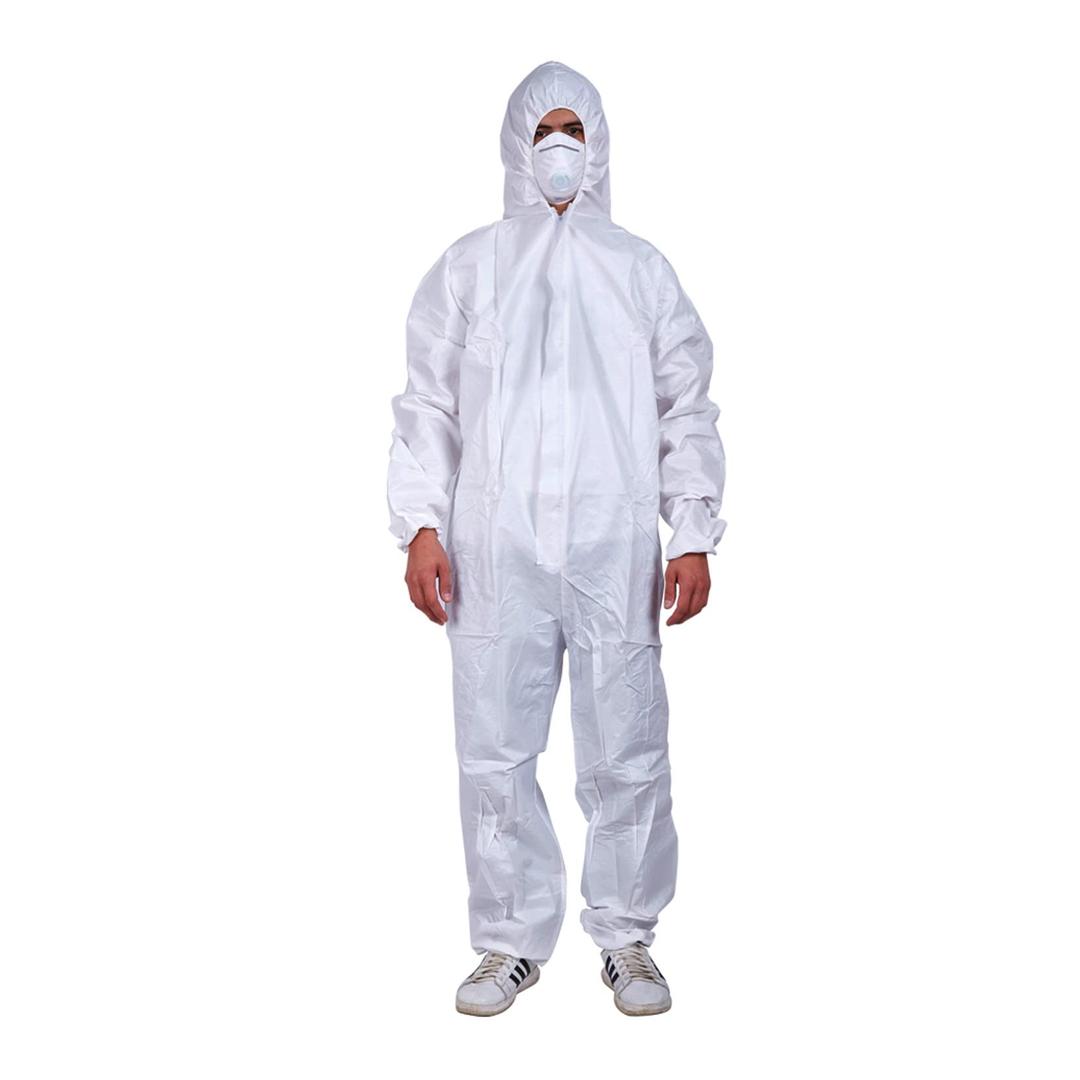 Cleaing Pack of 3 SMS Disposable Paint Suit, Hazmat Suits, Coveralls with Hood and Elastic Wrists Size Medium to 3X-Large