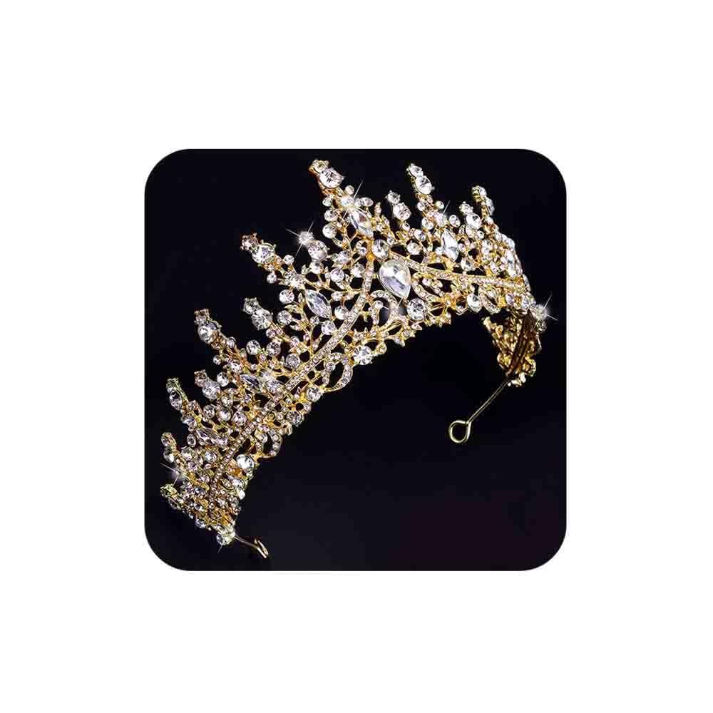 COCIDEGold Tiara and Crown for Women Crystal Queen Crowns Rhinestone Princess Tiaras for Girl Bride Wedding Hair Accessories for Bridal Birthday Party Prom Halloween Cos-play Costume Christmas