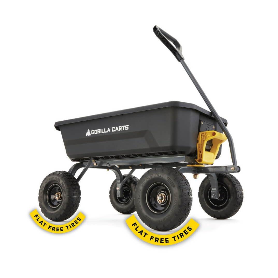 Gorilla Carts 4GCG-NF Poly Dump Cart with No-Flat Tires 4 cu ft 600 lb Capacity Black