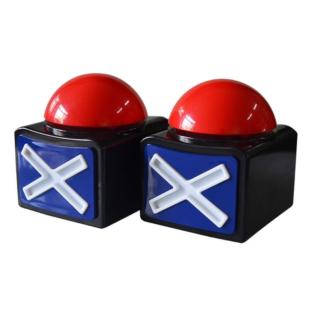 2Pcs Game Buzzer, Answer Buzzers for Game Show with Light & Alarm Sound Game Show Button Box Party Contest Prop Toy, Trivia Quiz Got Talent Buzzer for Family Feud Game