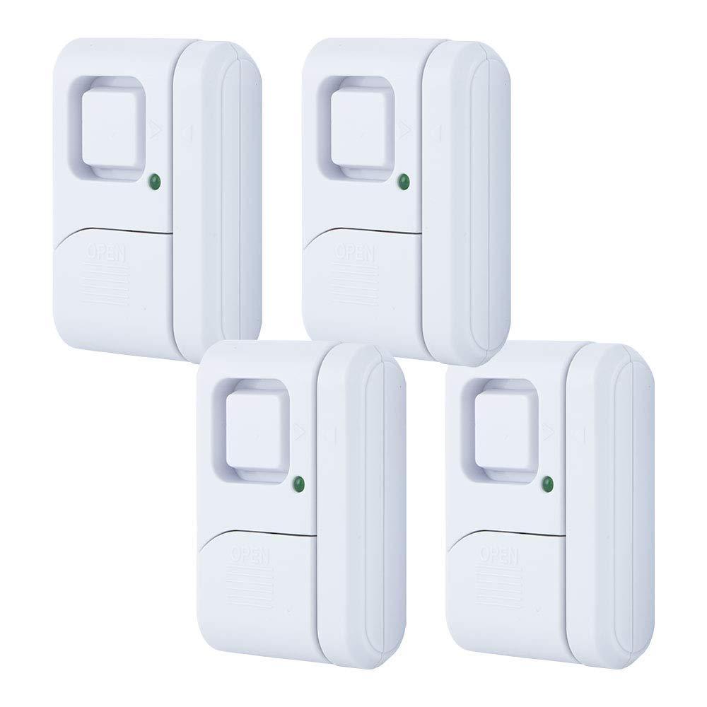 General Electric, 4 Pack, DIY Protection, Burglar Alert, Wireless, Chime, Easy Installation, Home, 45174 GE Personal Security Window and Door Alarm, White, 4