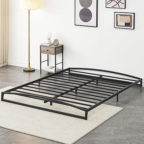 IDEALHOUSE Low Bed Frame Full Size, 6 Inch Heavy Duty Metal Platform Full Bed Frame Low Profile, Mattress Foundation, No Box Spring Needed, Noise-Free, Non-Slip, Easy Assembly, Black