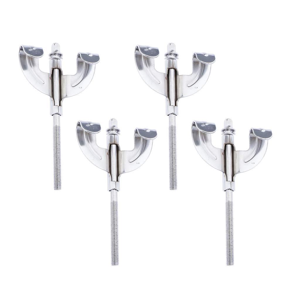 4/Pack Bass Drum Claws And Tension Rods for Drum Parts Replacement Chrome