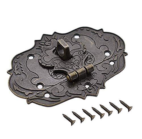 Decorative Hardware Latch Hasp Mcredy Box Lock Latch 3.6"x2.9" Decorative Antique Latch Box Buckle Lock Bronze Pack of 1 (Big Size)