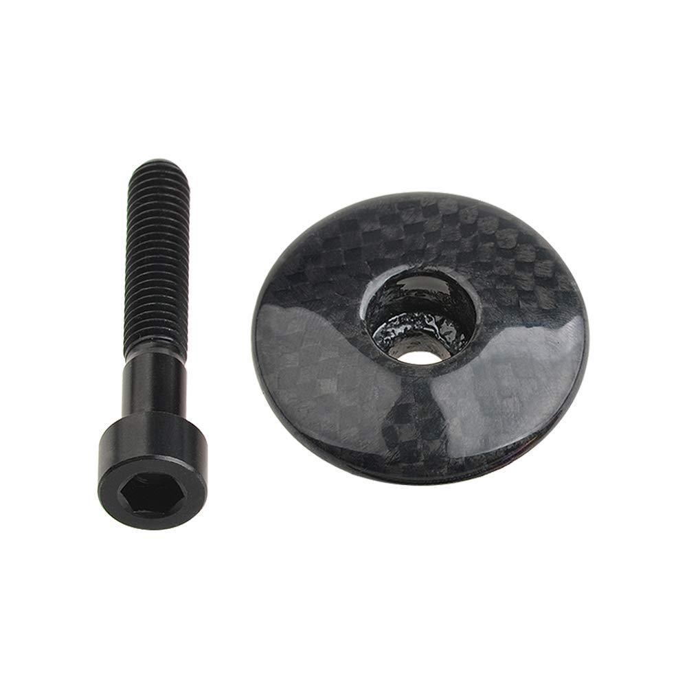 1 1/8" 3K Carbon Fiber Cycling Headset Stem Top Cap with M6x35mm Titanium Bolt