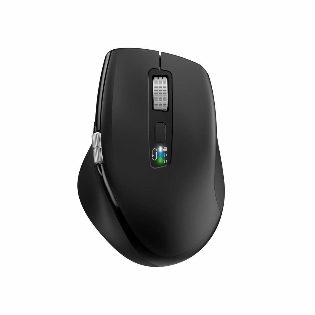 Wireless Bluetooth Mouse with Smart Flying Scroll,Side Thumb Scroll Ergonomic Mice,Silent Multi-Device Mouse for Computer,Laptop,iPad,Tablet,MacBook (Black)