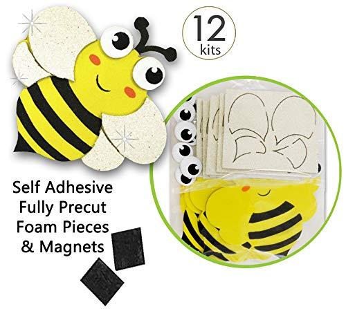 Bee Stickers - Bees for Crafts 12 Bumble Bee Craft Sticker Activity Spring Craft Kits for Kids Summer Activities for Kids Bug Stickers for Kids Bumble Bees for Crafts Spring Foam Stickers Bee Magnets