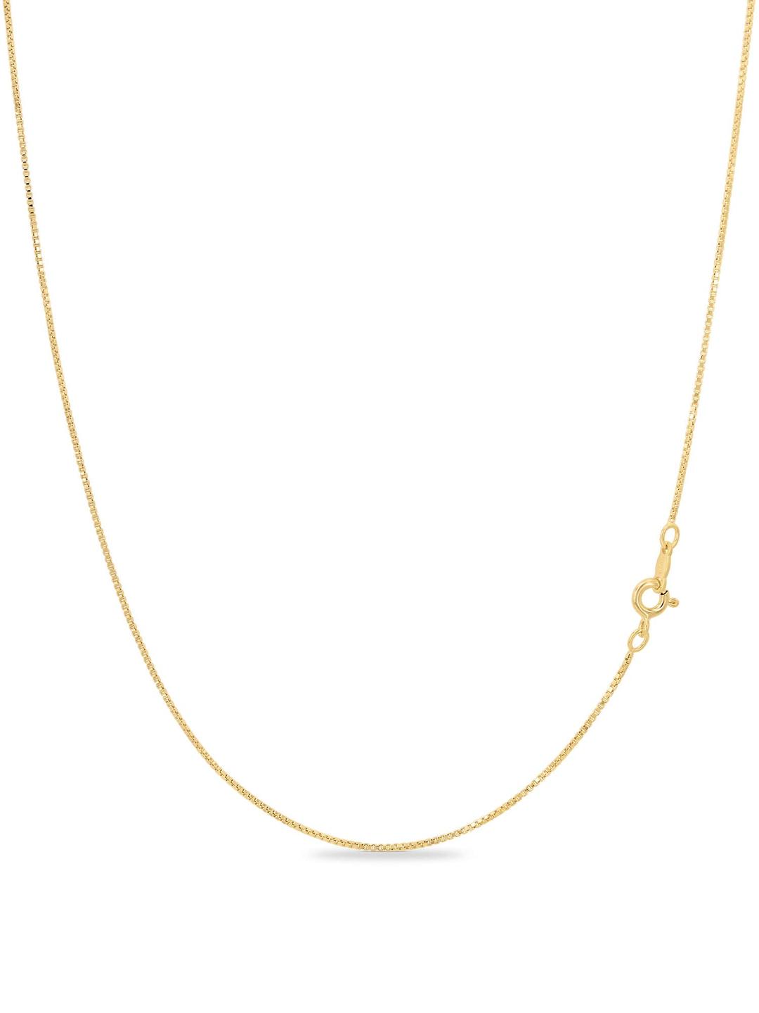 KEZEF18k Gold Over Sterling Silver 1mm Box Chain Necklace Made in Italy | Sterling Silver Necklace Chain For Women | Gold Chain Necklace for Women, Men