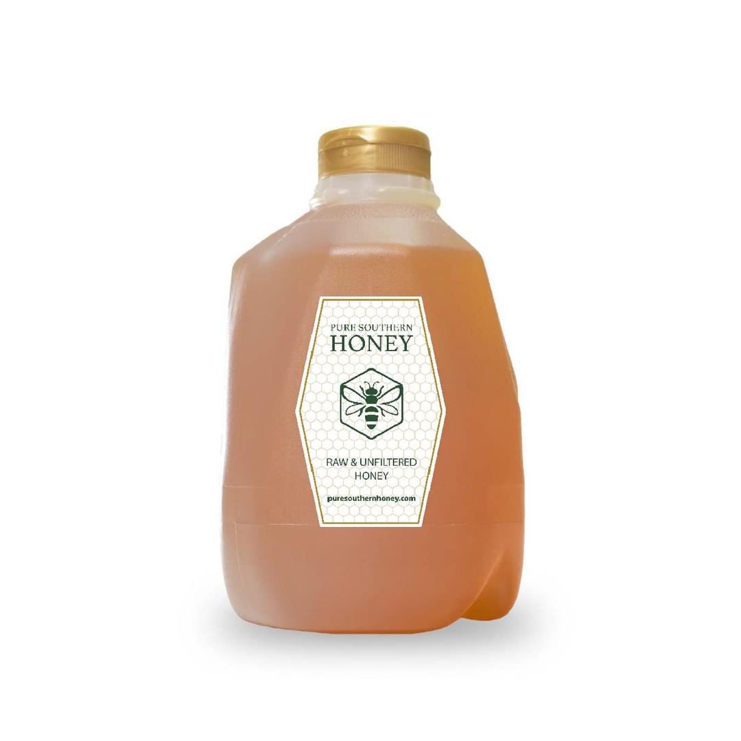 100% Raw Unfiltered Honey , Bulk by Pure Southern Honey [ 3 lb] - Authentic, USA - Made Gallberry Honey - Pure Unheated Honey - Non - GMO, Unsweetened, Sugar - Free, Real American Honey - Pour Jug With Flip Top