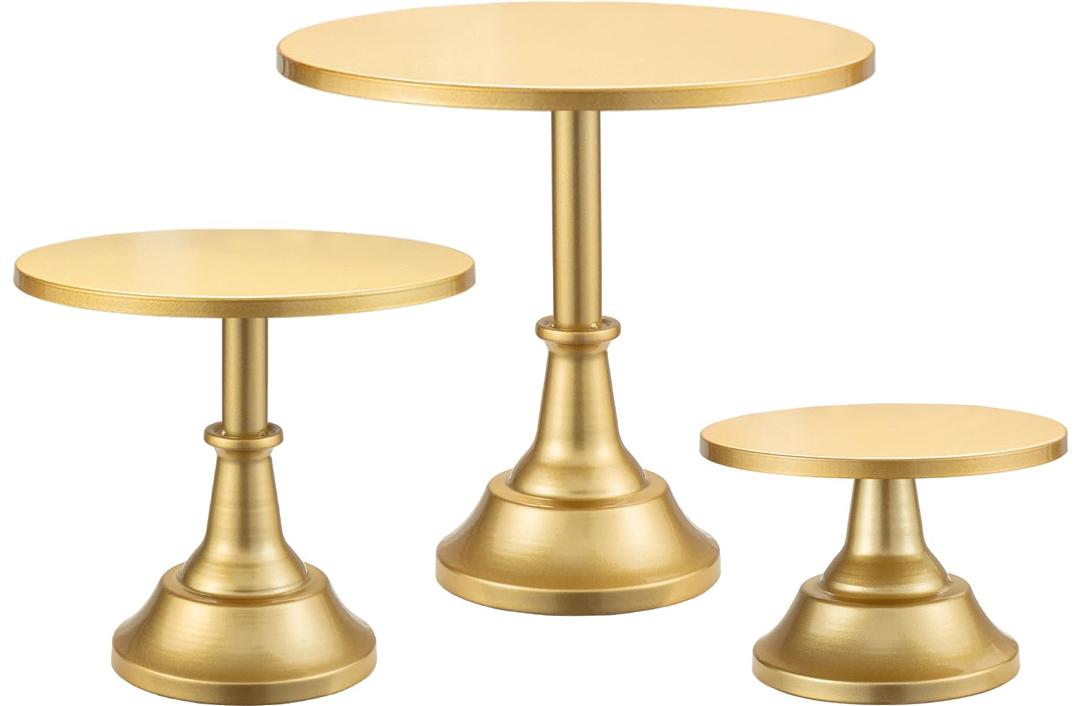 HBlife 3 Pcs Cake Stand, Gold Cake Stand Set Disc Diameter 8" 10" 12", Perfect Dessert Table Display Set, Cupcake&Cake Stands for Party, Wedding, Birthday, Baby Shower, Anniversary (Metal)