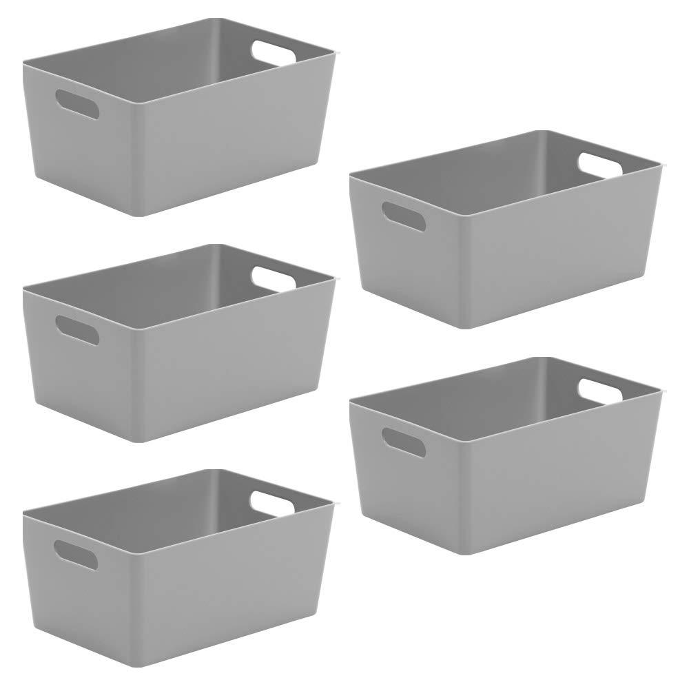 Wham Bam4.02 Cool Grey Plastic Studio Storage Baskets Office Home & Kitchen Tidy Organiser 25.5 x 17 x 11cm (5 Baskets)