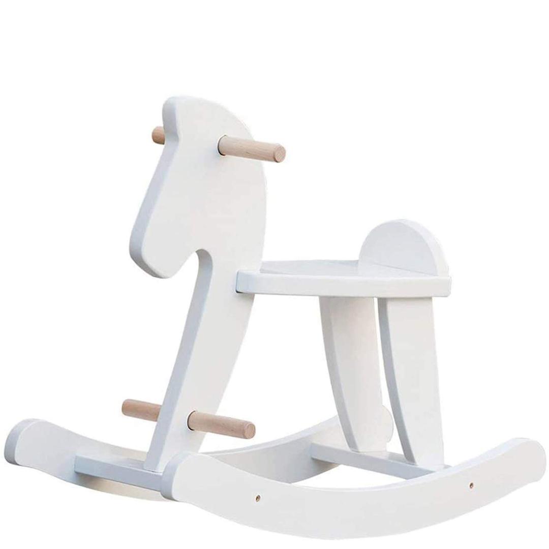 labebe - Wooden Rocking Horse, Baby Wood Ride On Toys for 18 Months Up, White Rocker Toy for Kid, Toddler Ride Animal Indoor/Outdoor, Boy&Girl Rocking Animal, Infant Ride Toy, Christmas/Birthday Gift