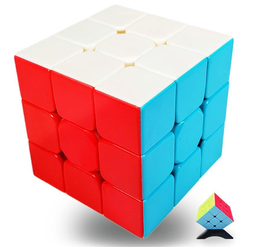 INTEGEAR Speed Cube 3x3 Stickerless with Stand and Tutorial – Easy Turning, Smooth Play, Durable Magic Puzzle Toy for Kids and Adults