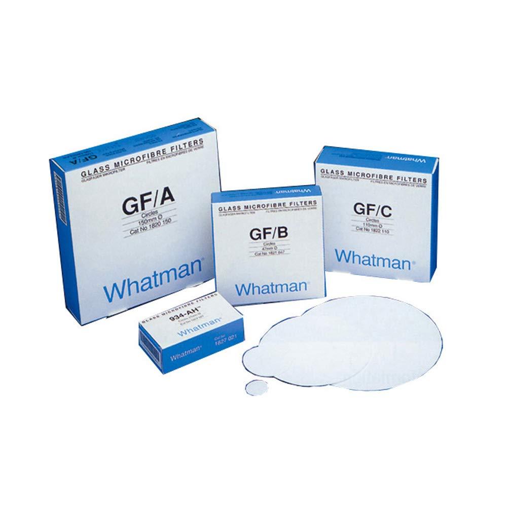 Whatman 1827-090 Glass Microfiber Binder Free Filter, 1.5 Micron, 3.7 s/100mL Flow Rate, Grade 934-AH, 90mm Diameter (Pack of 100)