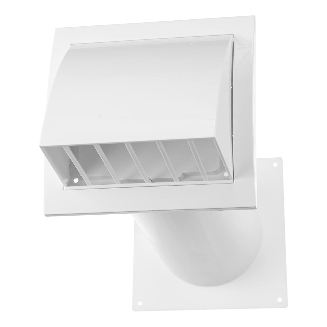 Vent Systems4'' Inch Plastic Adjustable Through Wall Ventilation Kit - Dryer Vent Kit - Ventilation Tube With Exhaust Hood Vent Cover And Duct Connector - Built In Gravity Damper in Exhaust Hood