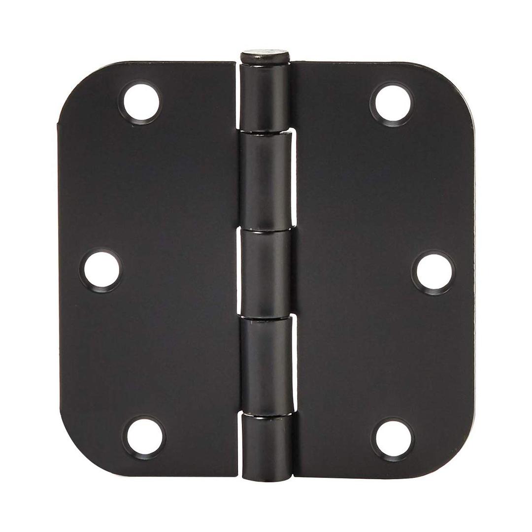 Amazon Basics Sturdy Rounded 5/8 Radius Interior Door Hinges, 3.5" x 3.5", 18 Pack, Matte Black