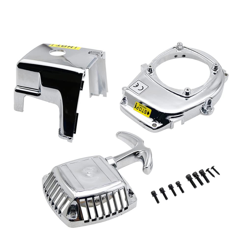 Chrome RC Cover Kit (Pull Starter+Cylinder Cover+Side Cover+Screws) for 23CC-30.5CC Zenoah Chongyang TS ROVAN Baja Losi 5ive-T DBXL