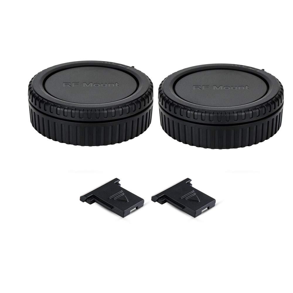 2 Pack RF Mount Body Cap Cover & Rear Lens Cap for Canon EOS R100 R50 R8 R R1 R3 R5 R6 Mark II R7 R10 RP Mirrorless Camera & RF Mount Lenses, with 2 Extra Hot Shoe Protective Covers Included