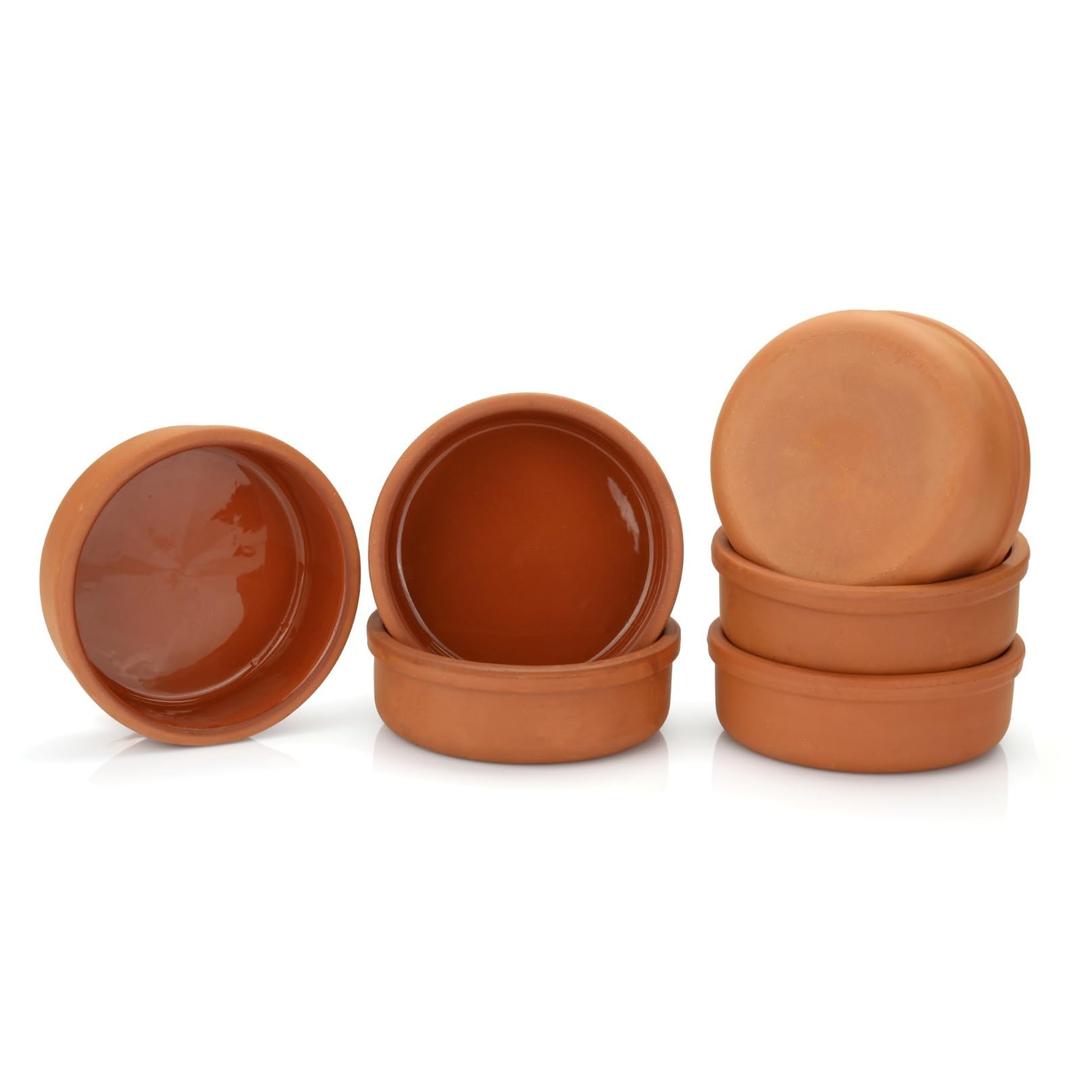 Areste Mexican Clay Cookware Set (Set of 6)- Terracotta Cooking Pots, Bowls, Plates, and Serving Dishes - Premium Spanish Earthenware for Baking, Yogurt, Kheer, Meat, Vegetables, Turkish Cuisine - Cazuelas Cocina Mexicana -Clay Pot for Cooking