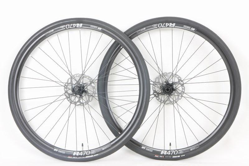 700c Road Bike Wheel Set for Disc Brakes DTS R470 db Shimno 105 Hubs 142mm / 100mm Thru Axle 700 x 32c Re-Fuse Tires Tubes and 160mm Rotor Package