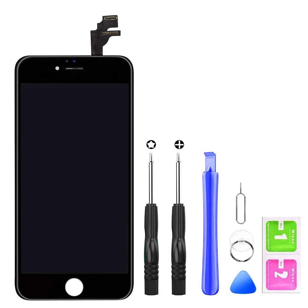 EXW LCD Replacement Touch Screen Digitizer & LCD Display with Frame Assembly Front Glass Fit for iPhone 6 4.7 Inch (Black)