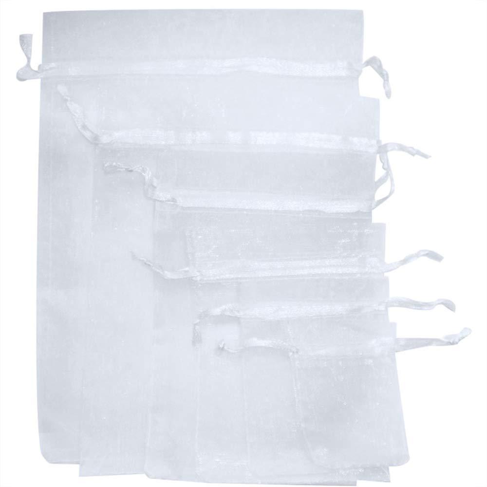 Time to Sparkle 25 Pack Organza Gift Bags Wedding Party Favour Jewellery Packing Pouches, White, 20x30cm