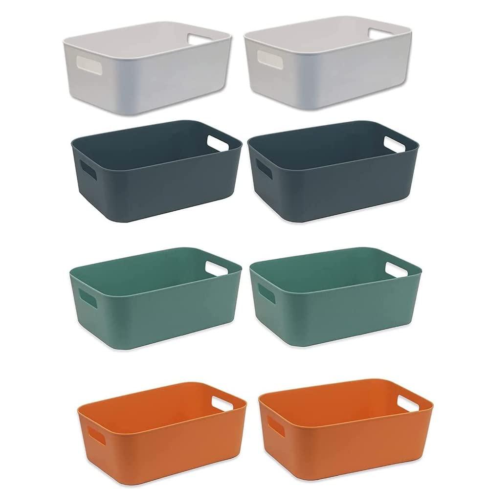 JOMILA Small Storage Bin, Durable Storage Basket Cabinet Organizer, Pack of 8 (Mixed color)