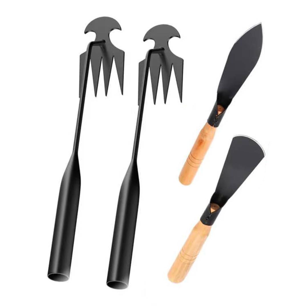 4 Piece Set of Weeding Tools Hoe Rake, Weeding Shovel Double Hand Weeding Tools are Suitable for Vegetable Gardening Backyard Farm Planting and Weeding