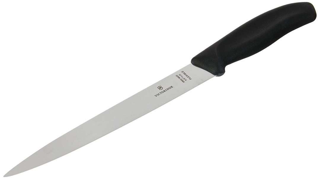 Victorinox Swiss Classic, Filleting Knife, Extra Sharp Blade, Straight Edge, 20 cm, Plastic Handle, Stainless Steel, Black