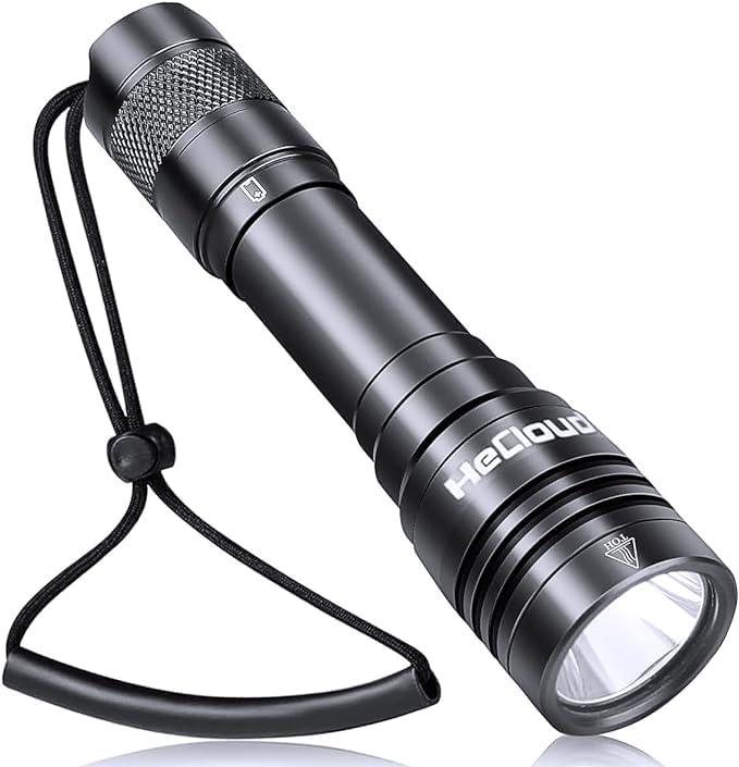 5500LM Scuba Diving Flashlight with Rechargeable Dive Light Scuba Diving Underwater Flashlight 328ft IPX8 Waterproof 4 Modes Scuba Dive Light with Charger for Submarine Deep Sea Snorkeling