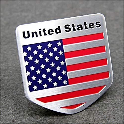 SAISDON- Usa America 5Cm License Plate Flag Soft Aluminium Metal Car Badge Emblem Auto Fender Door Decal Trunk Adhesive Side Sticker Logo Trunk Side Body Hood Replacement Truck Van Spor [1 Piece]#5102