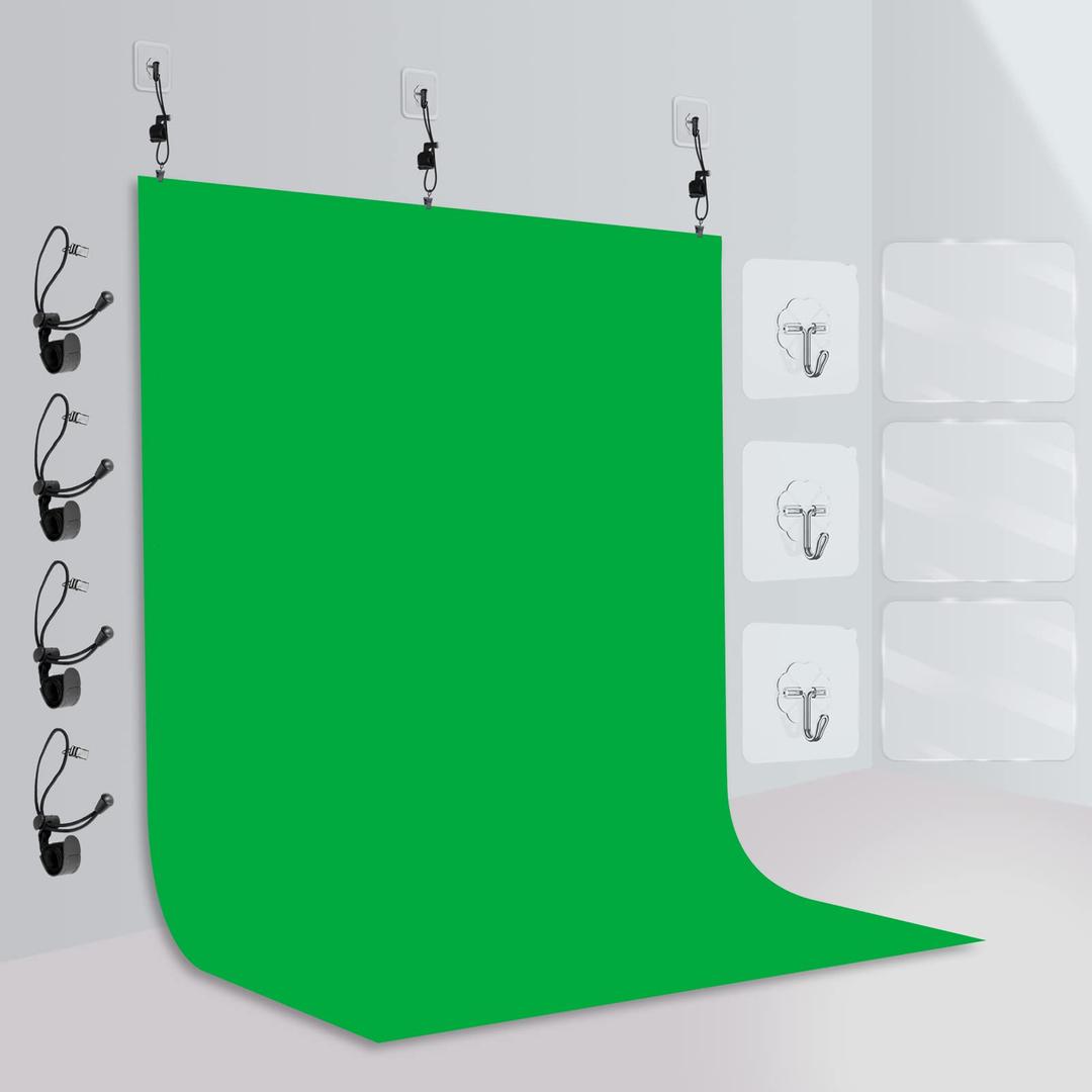 EMART Green Screen Photo Backdrop 8.5X10FT Background Curtain with Wall Mounted for Photography, 100% Polyester Fabric Sheet for Video Studio Portrait Photoshoot Parties