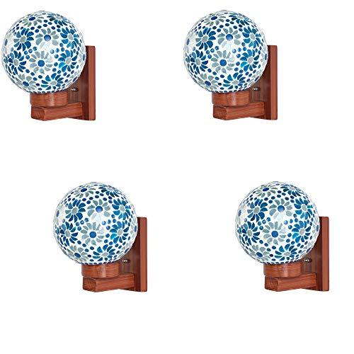 Somil Royal Look Sconce LED Wall Lamp/Light, Glass, Wood, 7 Watt, with Wall Fixture, Round, with LED, (Set of 4)