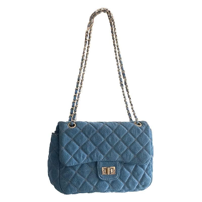 GESALOPY2k Purse Women's Small Shoulder Bag, Quilted Crossbody, Denim Wallet, Tote Bag with Chain Shoulder Strap