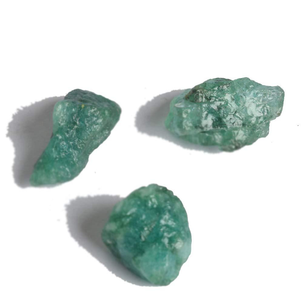 GEMHUB Natural Raw Rough Green Emerald 33.50 Ct. Set of 3 Pcs Healing Crystal