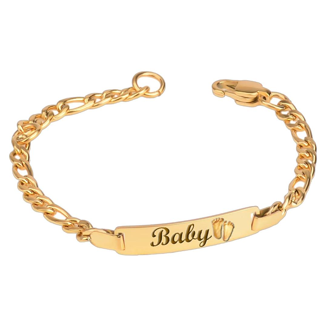 Personalized Gold Baby Bracelet Engraved Name Baby ID Protection bracelets Adjustable