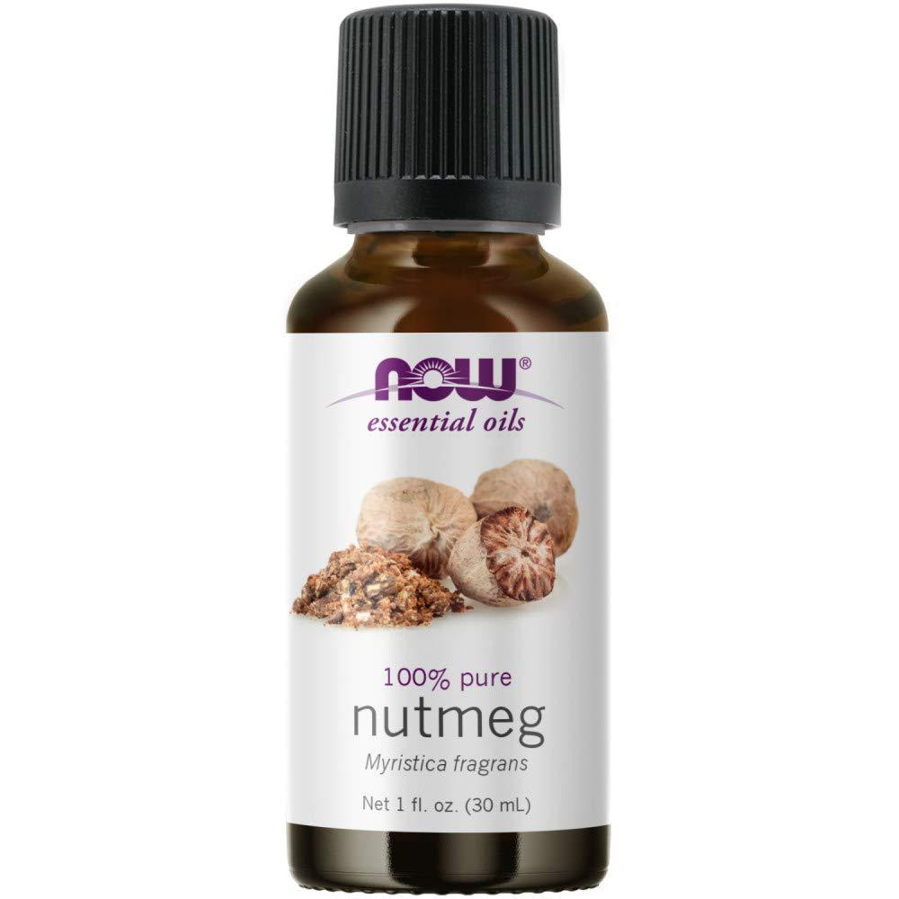 NOW Essential Oils, Nutmeg Oil, Energizing Aromatherapy Scent, Steam Distilled, 100% Pure, Vegan, Child Resistant Cap, 1-Ounce