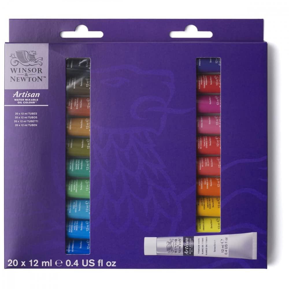 Winsor & NewtonArtisan Water Mixable Oil Color Paint, 0.4-oz (12xml) Tubes, Set of 20