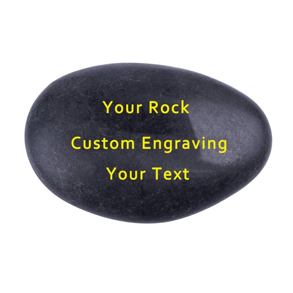 Personalized Stones with Golden Text – Garden Decorative Custom Engraved Stones with Any Message, Engraved Garden Stones for Worry Stones, Unique Engraved Gift