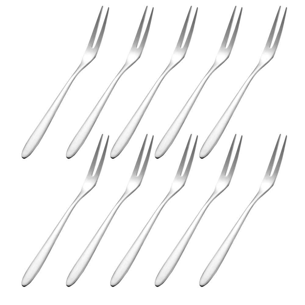 10 PCS Fruit Forks Stainless Steel Small Dessert Forks Cake Fork for Party Birthday Family Restaurant Afternoon Tea Snacks