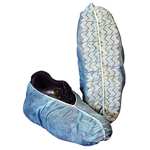 AMMEX Shoe Covers - Blue, Spun-bond Polypropylene, Rubberized Tread, Universal Size, Case of 300 - BOOTIES