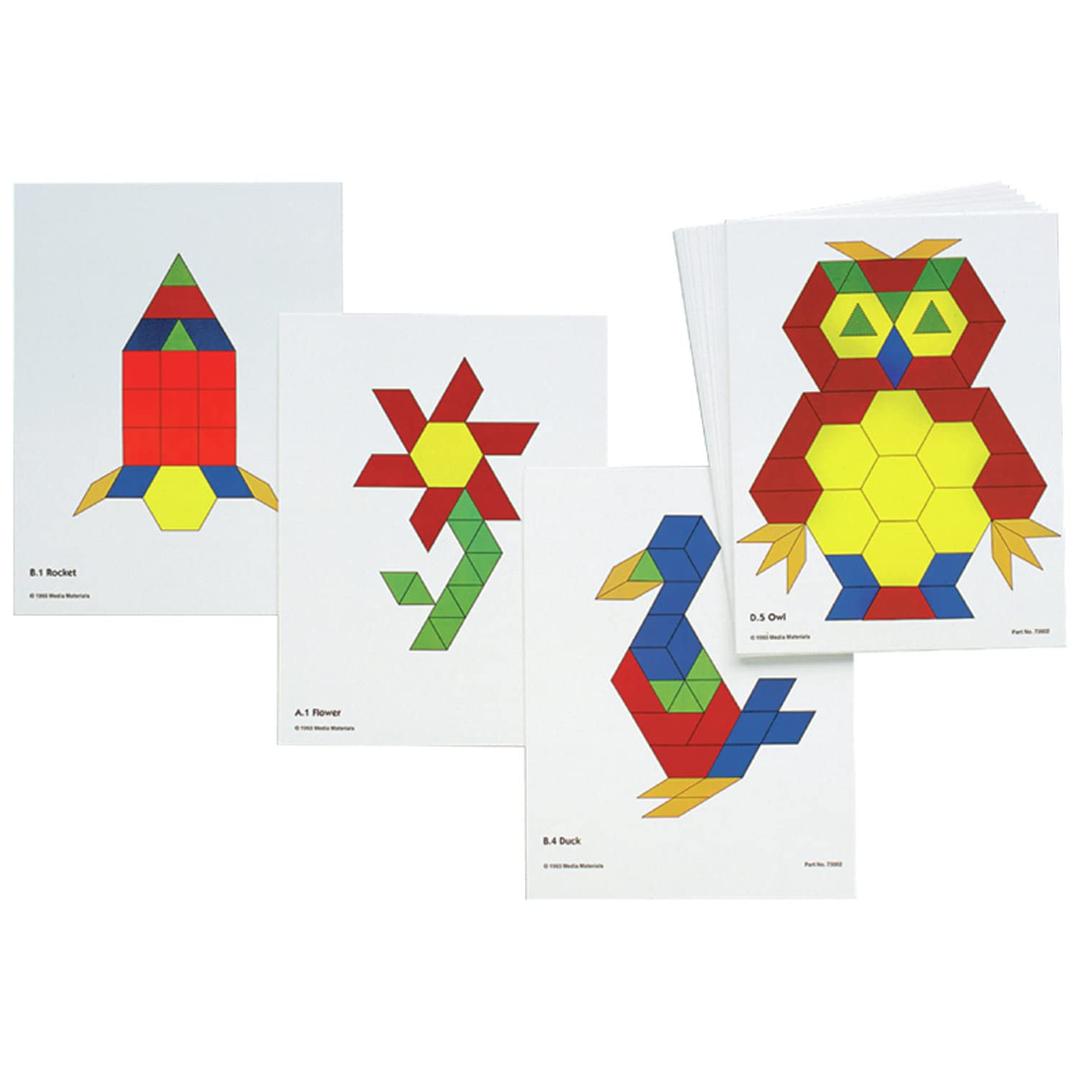 LEARNING ADVANTAGEPattern Block Activity Cards - In-Home Learning Activity for Early Math & Geometry - Set of 20 - Teach Creativity, Sequencing and Patterning