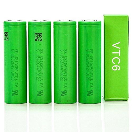 4 Pack of Authentic VTC6, 3000mAh 3.7V 30A, Flat Top,18650-Battery, for Flashlight