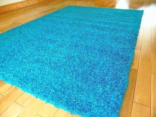 SMALL EXTRA LARGE RUG NEW MODERN SOFT THICK SHAGGY RUGS NON SHED SHAG RUNNERS (Turquoise Blue, 80 x 150 cm)