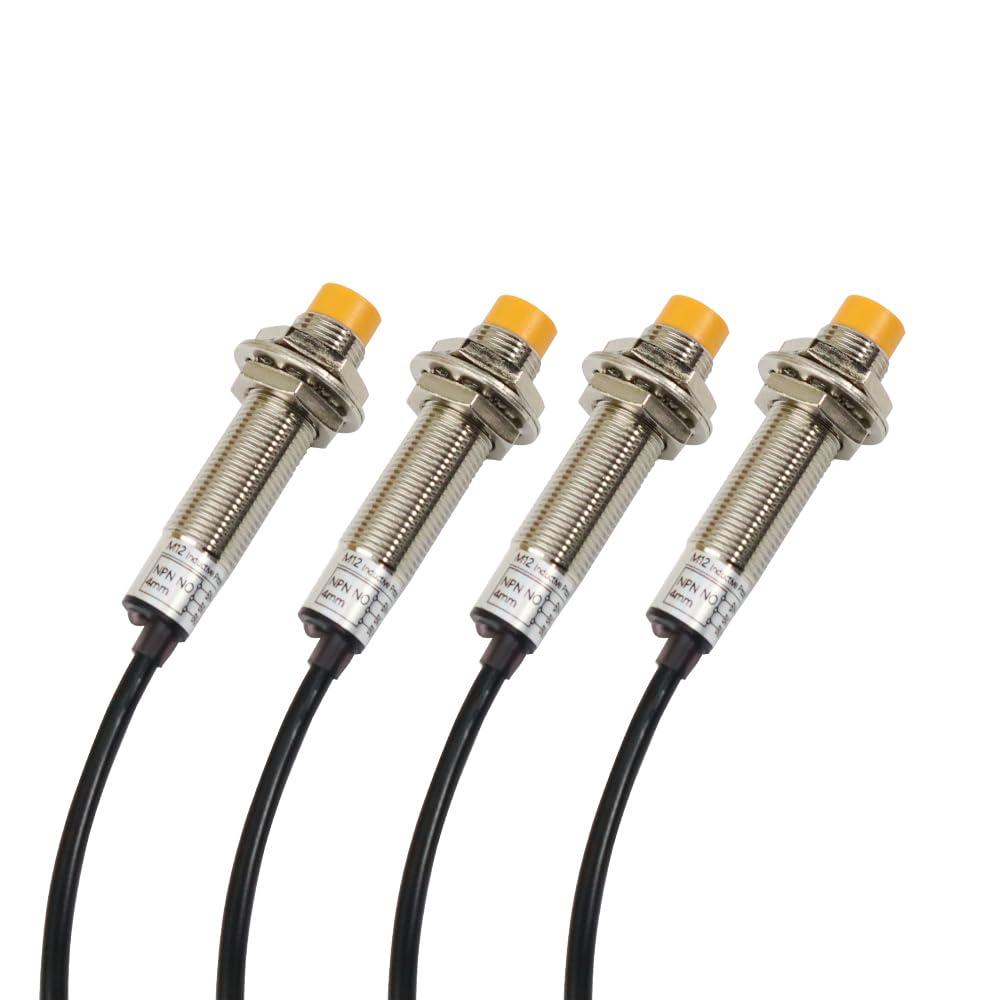 Proximity Sensor, Inductive Approach Sensor M12 Normally Open Detection Approach Switch 4mm Detecting Distance NPN NO DC 6V-36V 4 Pcs