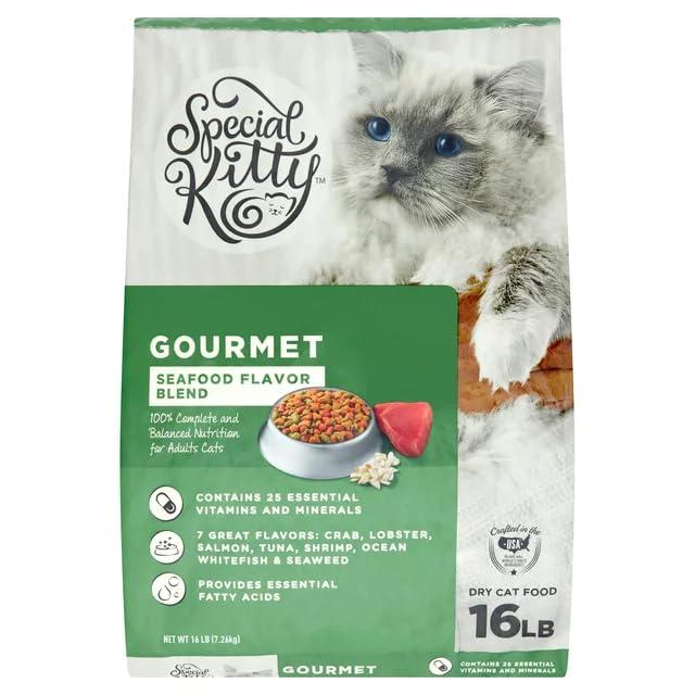 Special Kitty Gourmet Formula Dry Cat Food, Seafood Flavor Blend, Give Energy & Vitality Support, Maintaining Healthy Weight (16, Seafood)