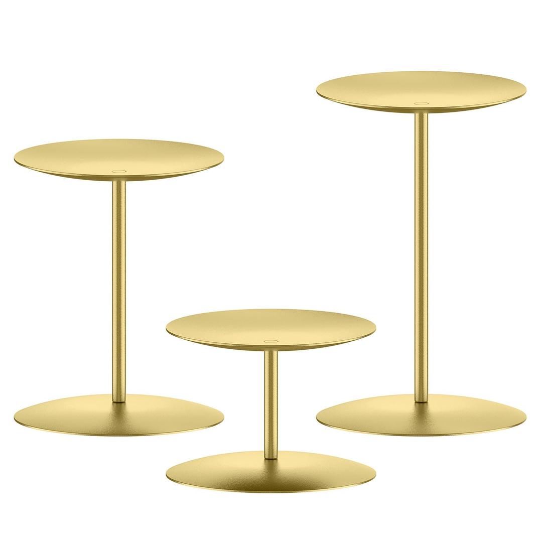 smtyle Gold Metal Christmas Candle Holders Set of 3 Centerpiece with Iron-3.5" Diameter Ideal for Pillar LED Candles Table Decor