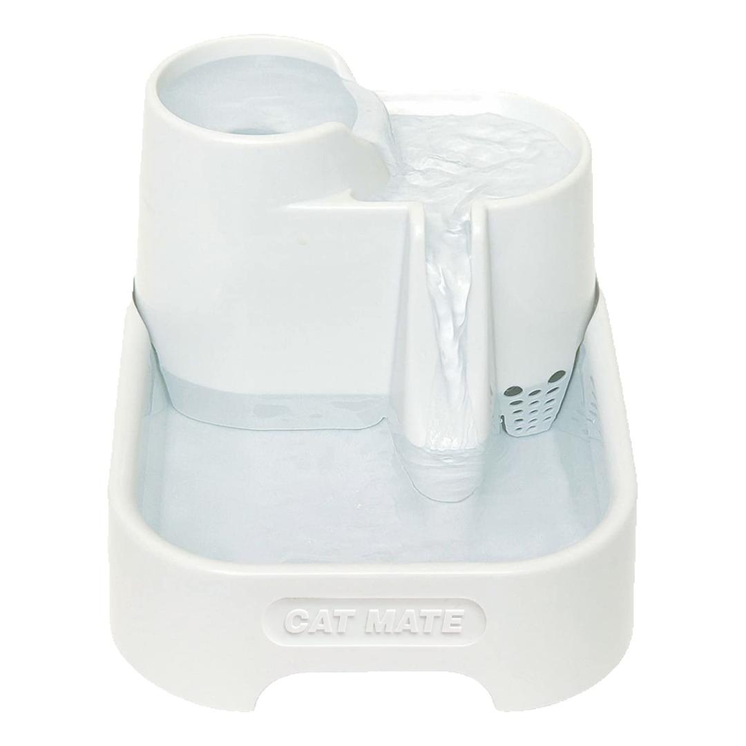 Cat Mate Pet Water Fountain for Cats and Small Dogs, 2 Litre Drinking Fountain - White