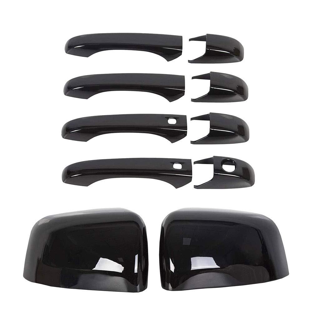 sportuli Black Mirror Covers +Door Handle Covers Replacement for 2011-2021 J-eep Grand Cherokee & D-odge Durango