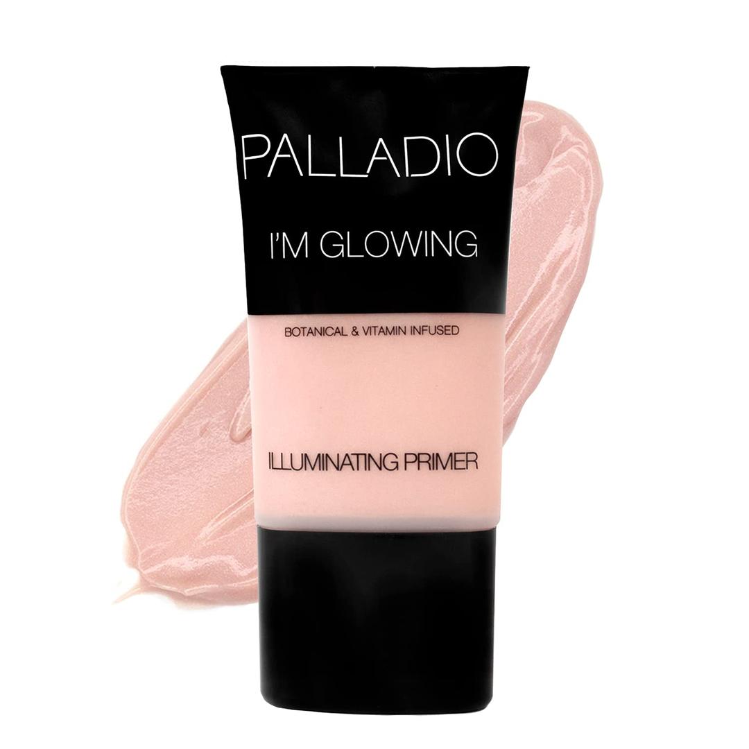 PalladioI'm Glowing Illuminating Primer, Pearly Pink Makeup Primer for Face, Contains Aloe Vera, Grape Seed Oil, Green Tea, Brightens Complexion, Combats Wrinkles, Fine Lines & Pores